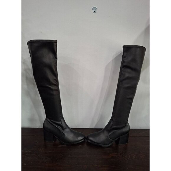 Steve Madden Black Faux Leather Lamar Over the Knee Boots/NWOB, Sz. 9M - Picture 4 of 8